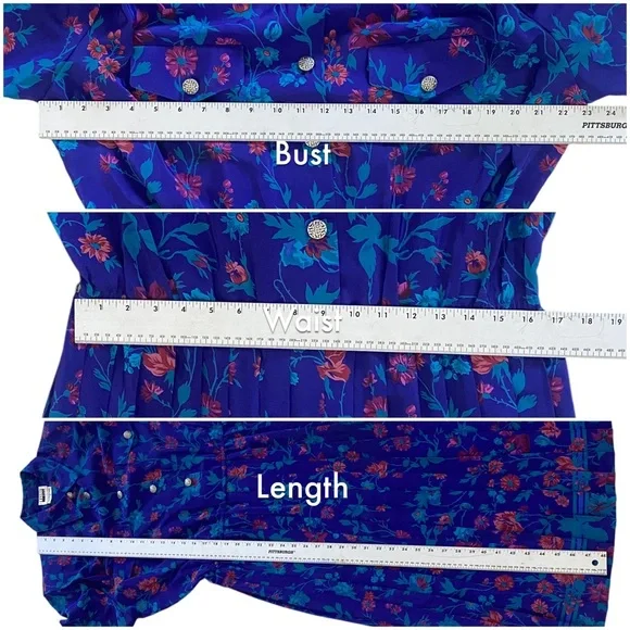 Vintage 1990s LESLIE FAY Floral Pleated retro Multicolored swing Dress sz 16 - Picture 8 of 11